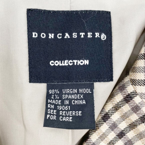 Doncaster Collection Women's Virgin Wool Tan Plaid Equestrian Style Jacket Sz 12 - Picture 7 of 13